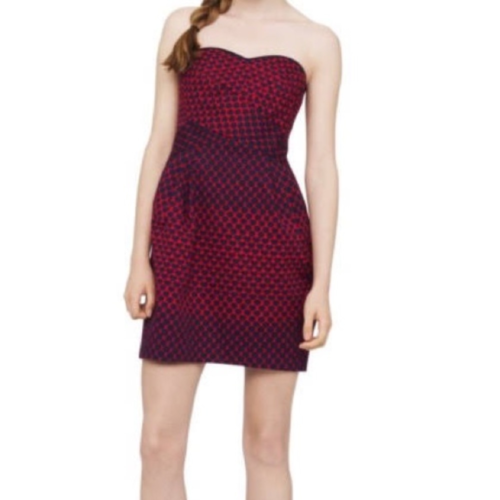 NEW WITH TAGS - Club Monaco size 6 navy/red strapless dress with pockets